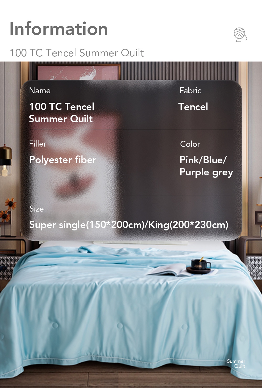 100 TC Tencel Breathable Summer Quilt-8